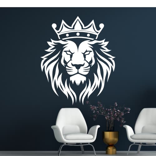 Adesivo Decorativo de Parede Leão com Coroa – Design Exclusivo