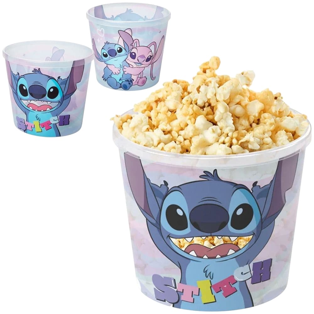 Pote Balde de Pipoca de Plástico Stitch 2,1L
