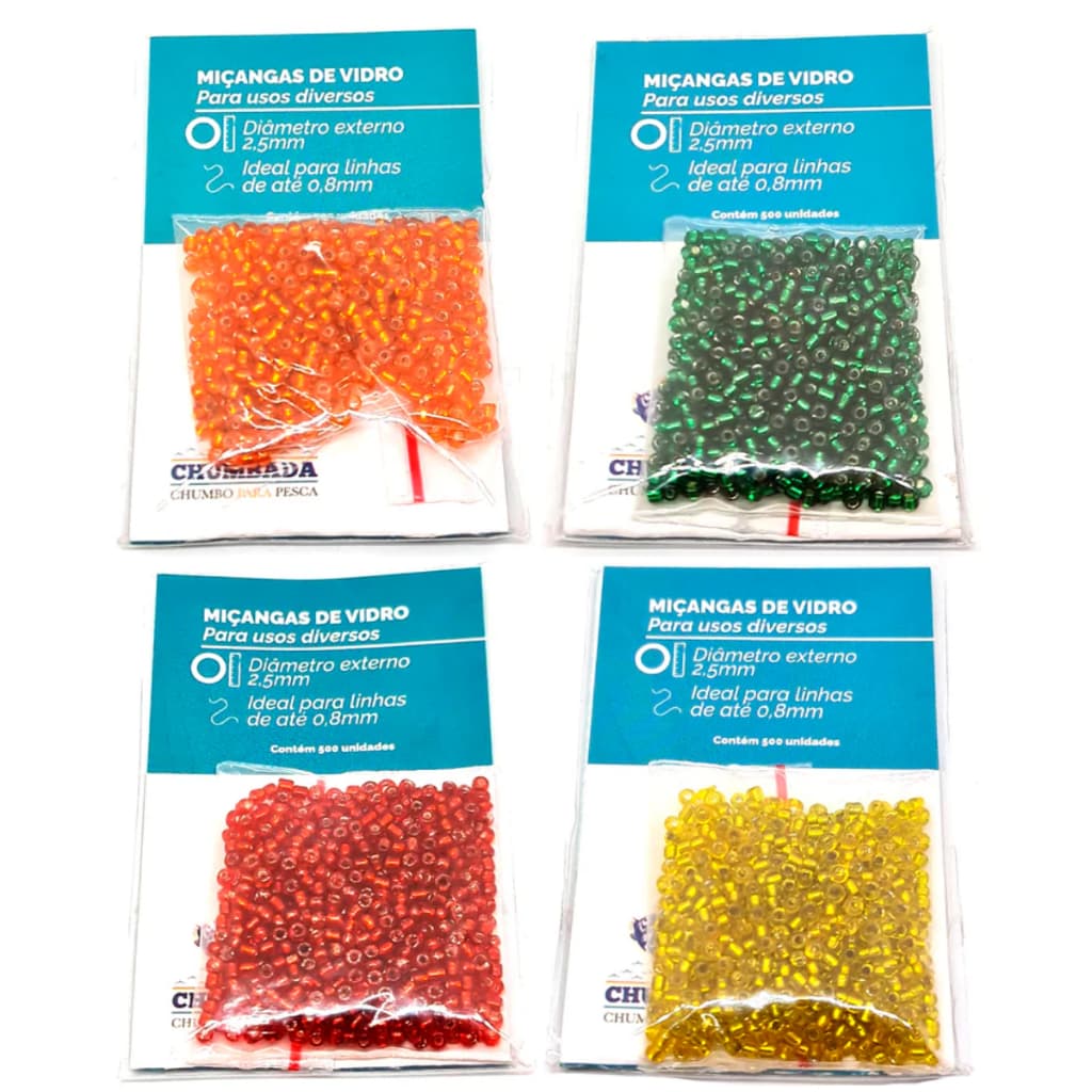 Miçanga de Vidro (500 pcs) para Montagem de Chicote Pesca de Praia SurfCasting Chumbada