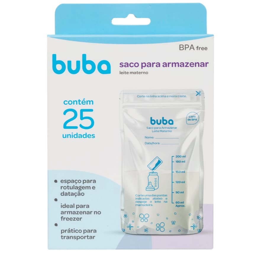 Kit 25 Sacos Para Armazenar Leite Materno 200ml