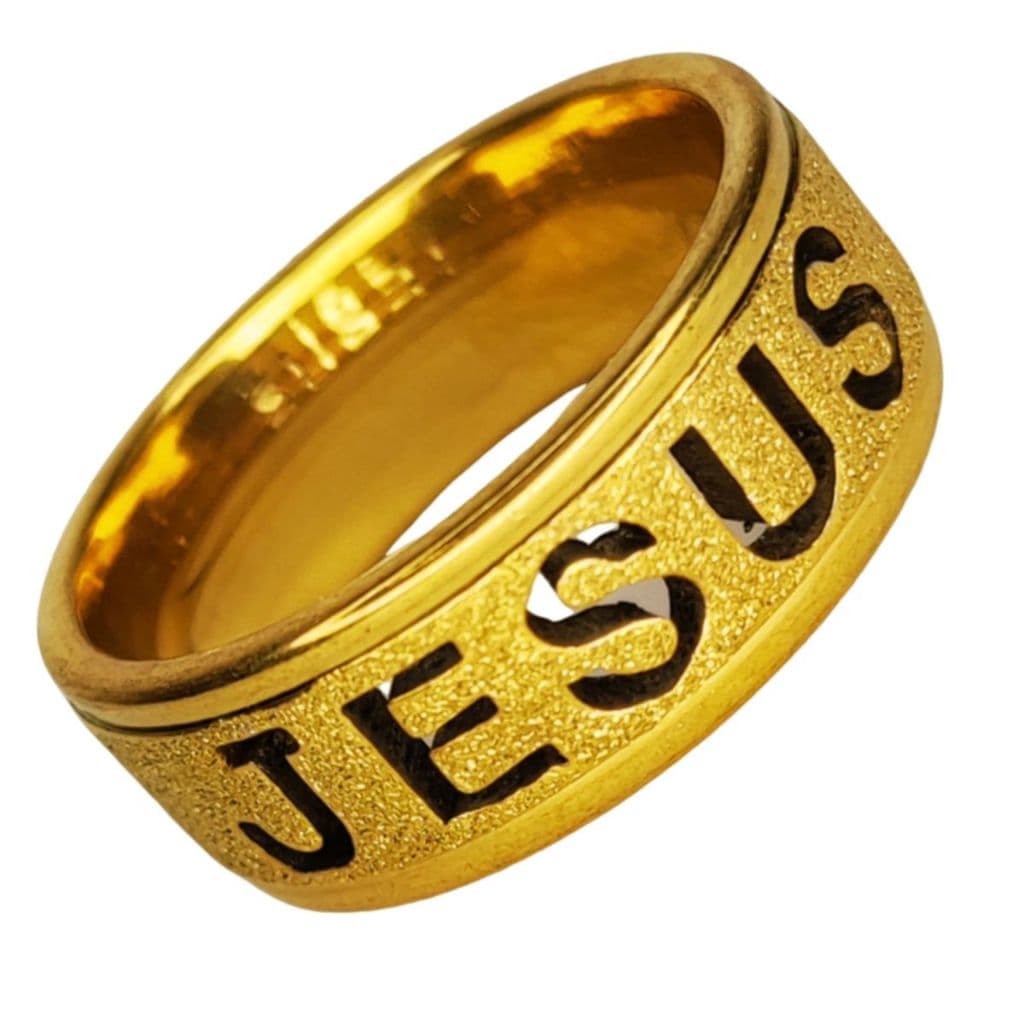 Anel Jesus Evangélico Católico Cristão Aliança Paz Bíblico Banho Ouro 18k Aço Inox Antialérgico
