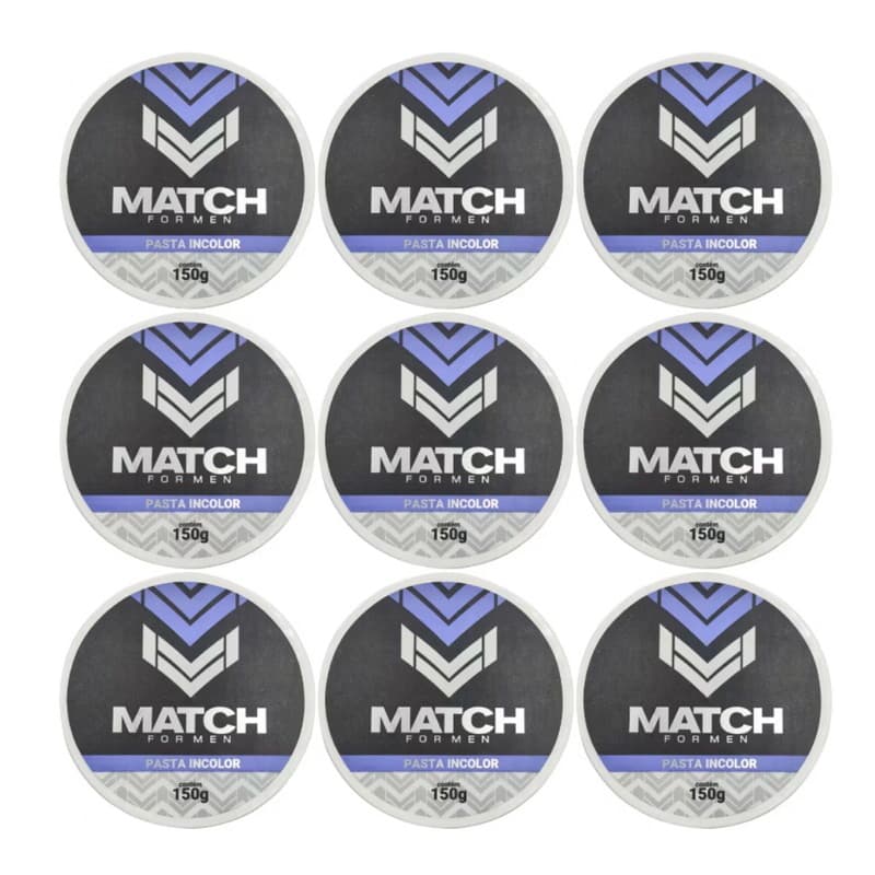 Kit 10x Pomada Modeladoras Fixadoras Match For Men- 4 Modelos Incolor, Black, Teia e Caramelo