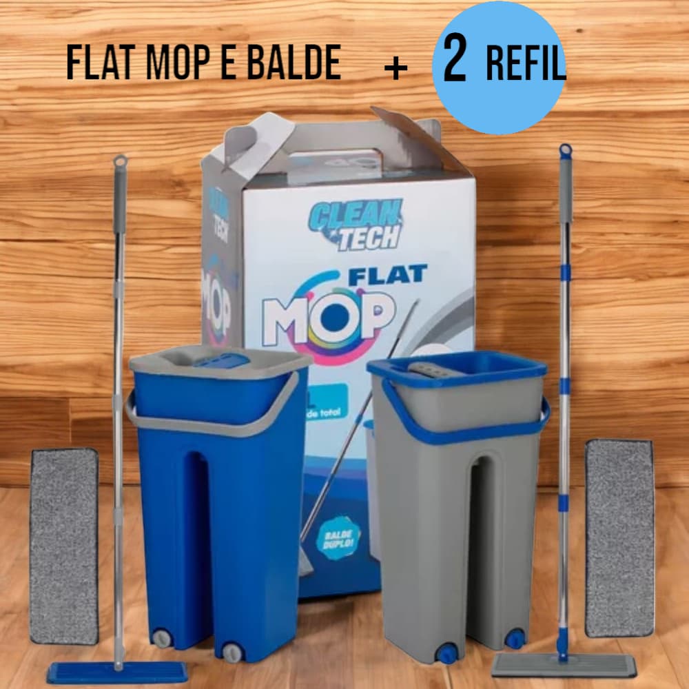 Rodo Flat Mop E Balde Lava E Seca Com 2 Refil Sortido Mop esfregão Mop com refil