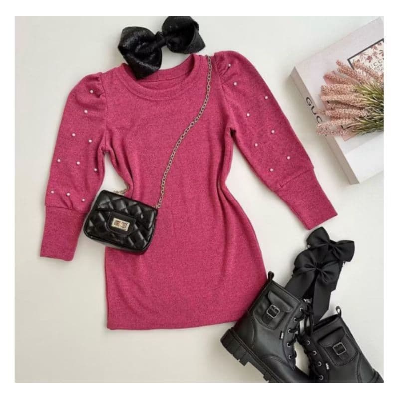 Vestido de lanzinha infantil e juvenil de inverno bem estiloso e perfeito para o frio TAM. 2 ao 16