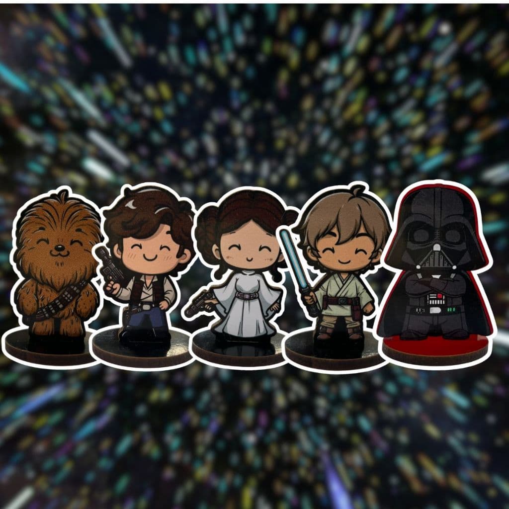 kit totem display personagens de mesa Star Wars combo com 5