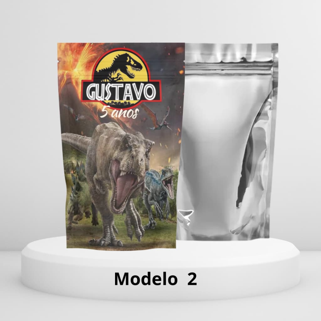 Saquinhos Metalizado 10x15 ou 12x19 Com Zip Lembrancinhas Stand Up Pouch zip Hérmetico Dinossauro e outros Temas