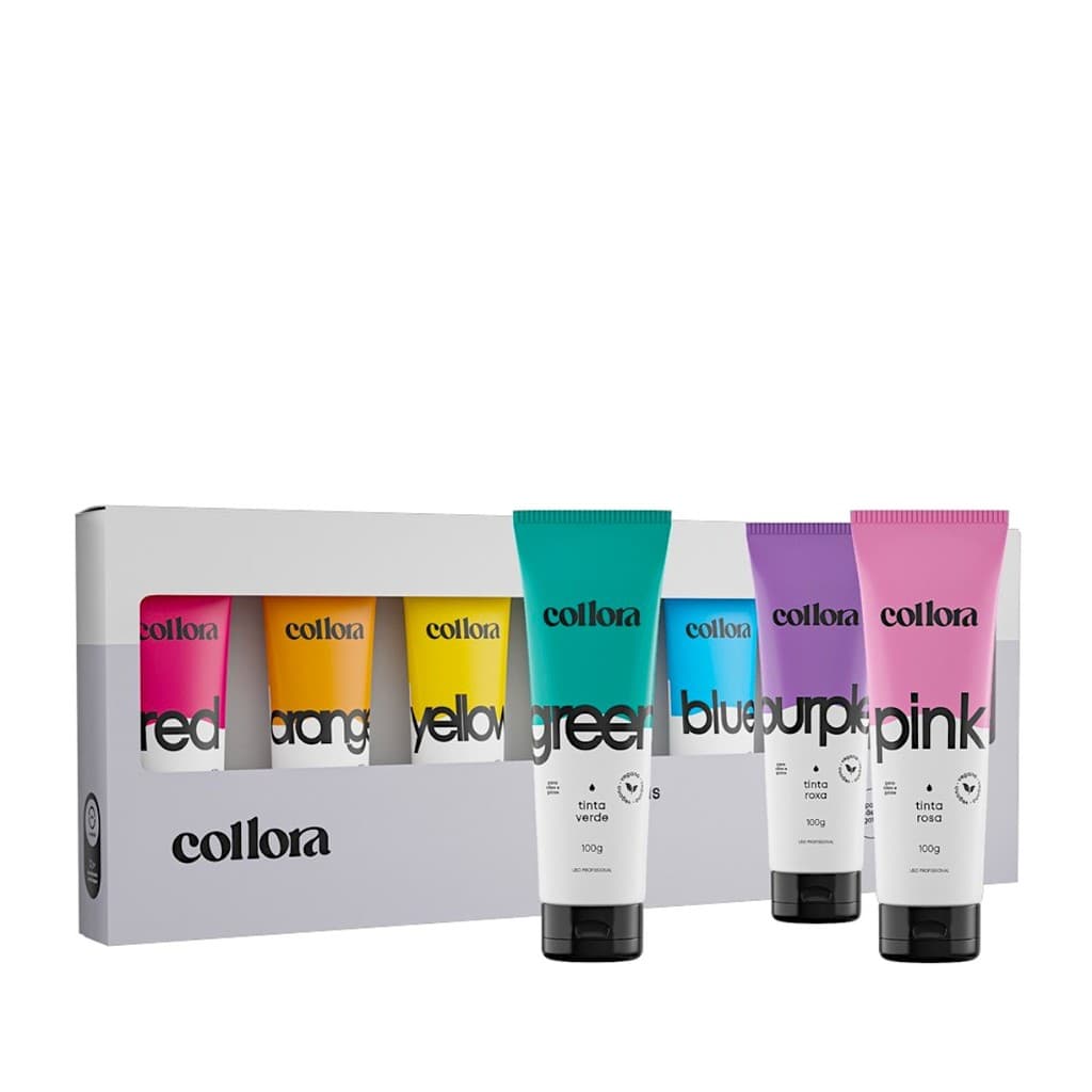 Kit Tintas Collora 7 Cores Bubbles Pet Para Banho e Tosa