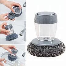 ESCOVA  DE LIMPEZA  DISPENSER DE DETERGENTE, PALHA DE AÇO