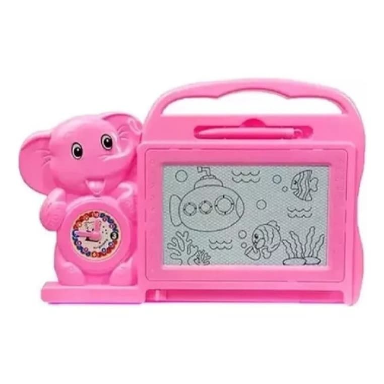 Quadro Mágico Lousa Mágica Infantil Educativo Elefante Cor Rosa