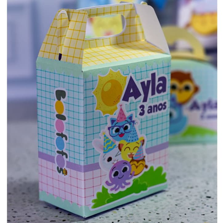 Caixa maleta lembrancinha BOLOFOFOS - personalizado festa infantil - mimo