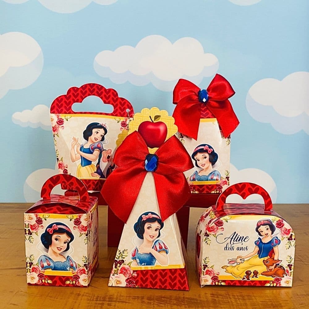 Kit Festa Personalizados BRANCA DE NEVE Caixinhas para Festa - Já vai semi montada