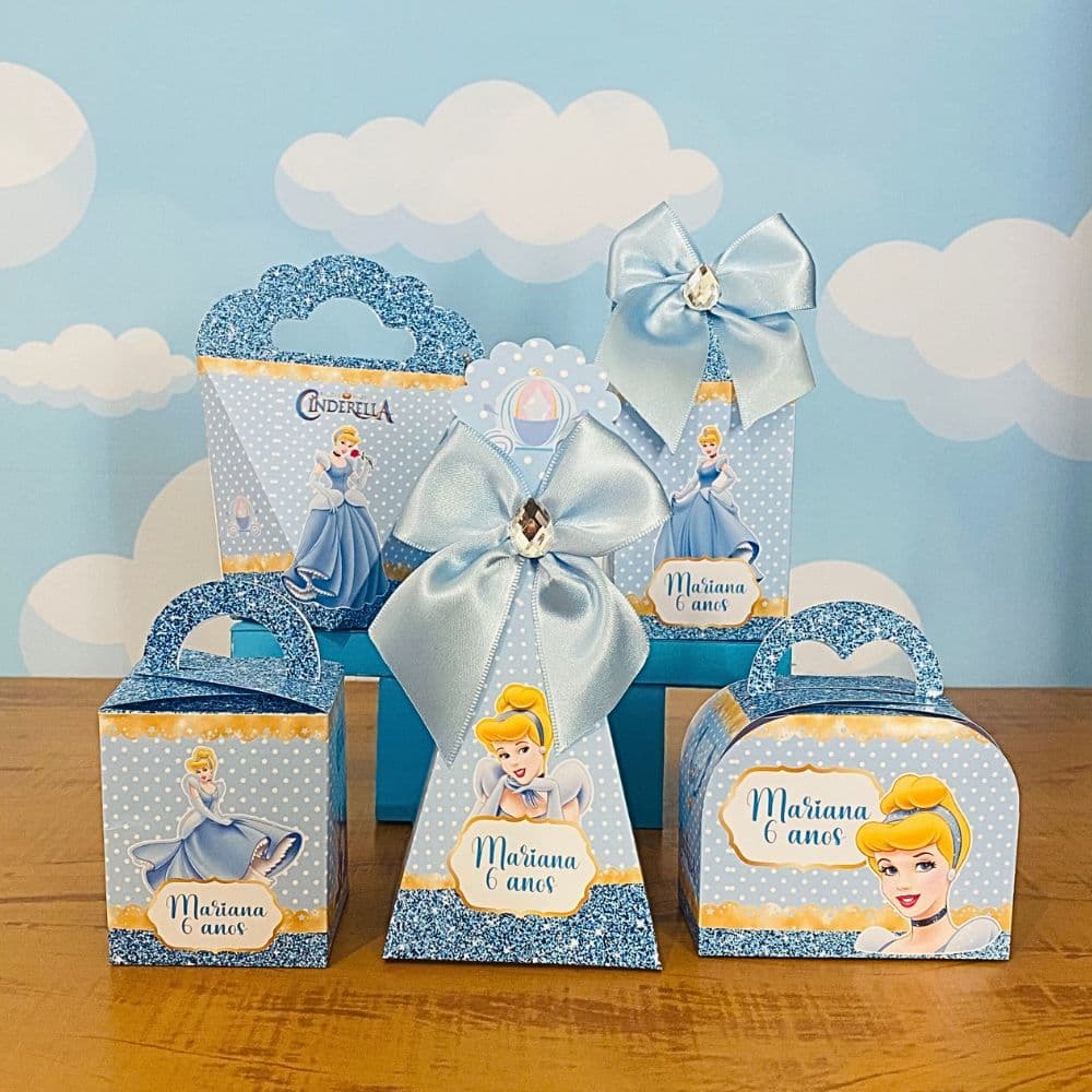Kit Festa Personalizados Cinderela Lembrancinhas Caixinhas para Festa - Já vai semi montada