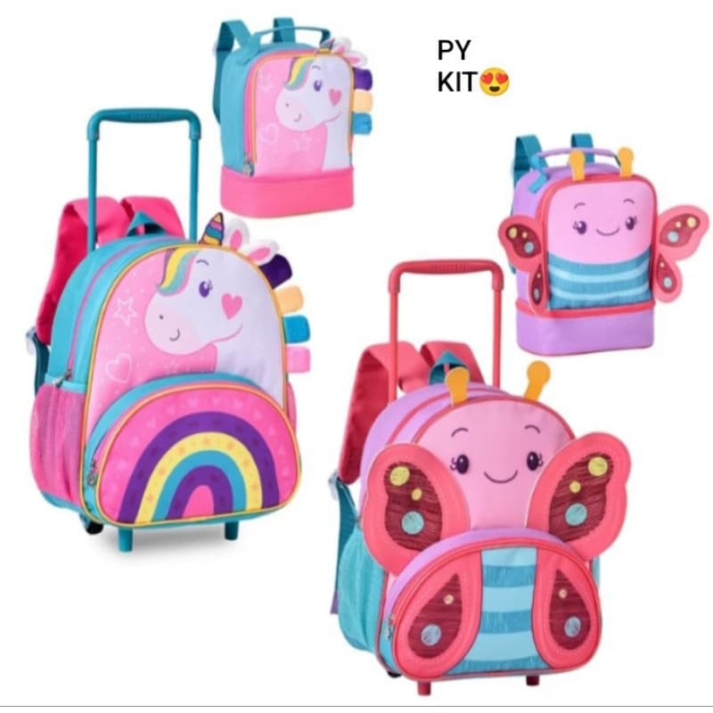 Mochila KIT De Rodinhas Creche Pet Escolar Mochila + Lancheira Termica Infantil CP24505