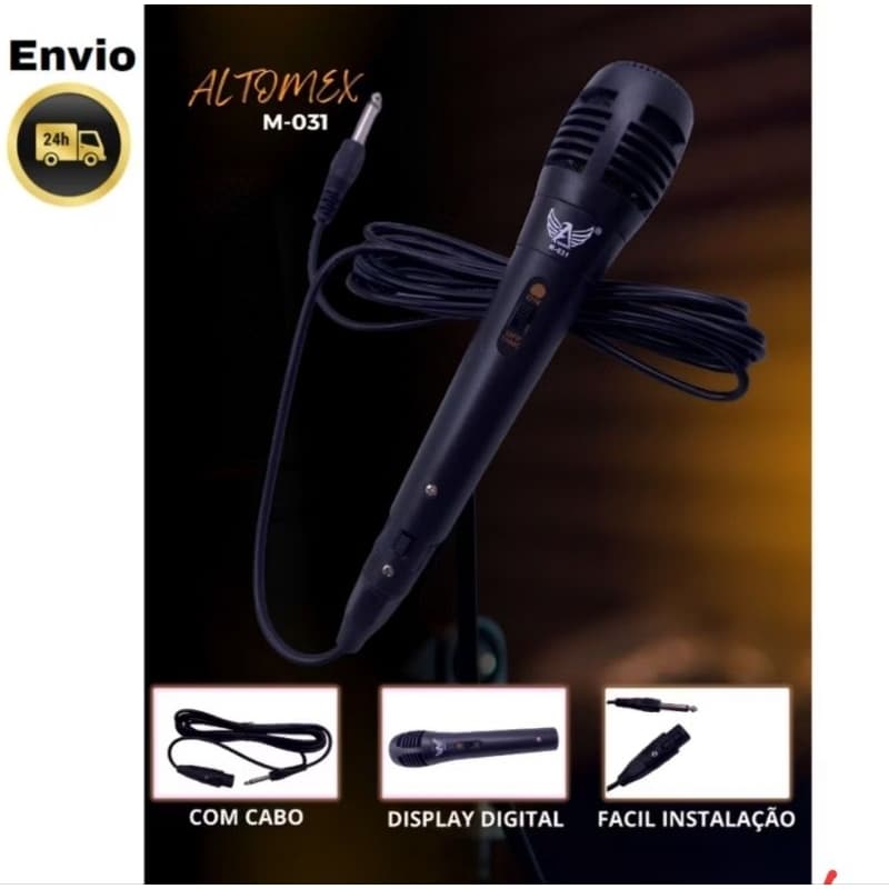 Microfone Com Fio 3 Metros Almomex