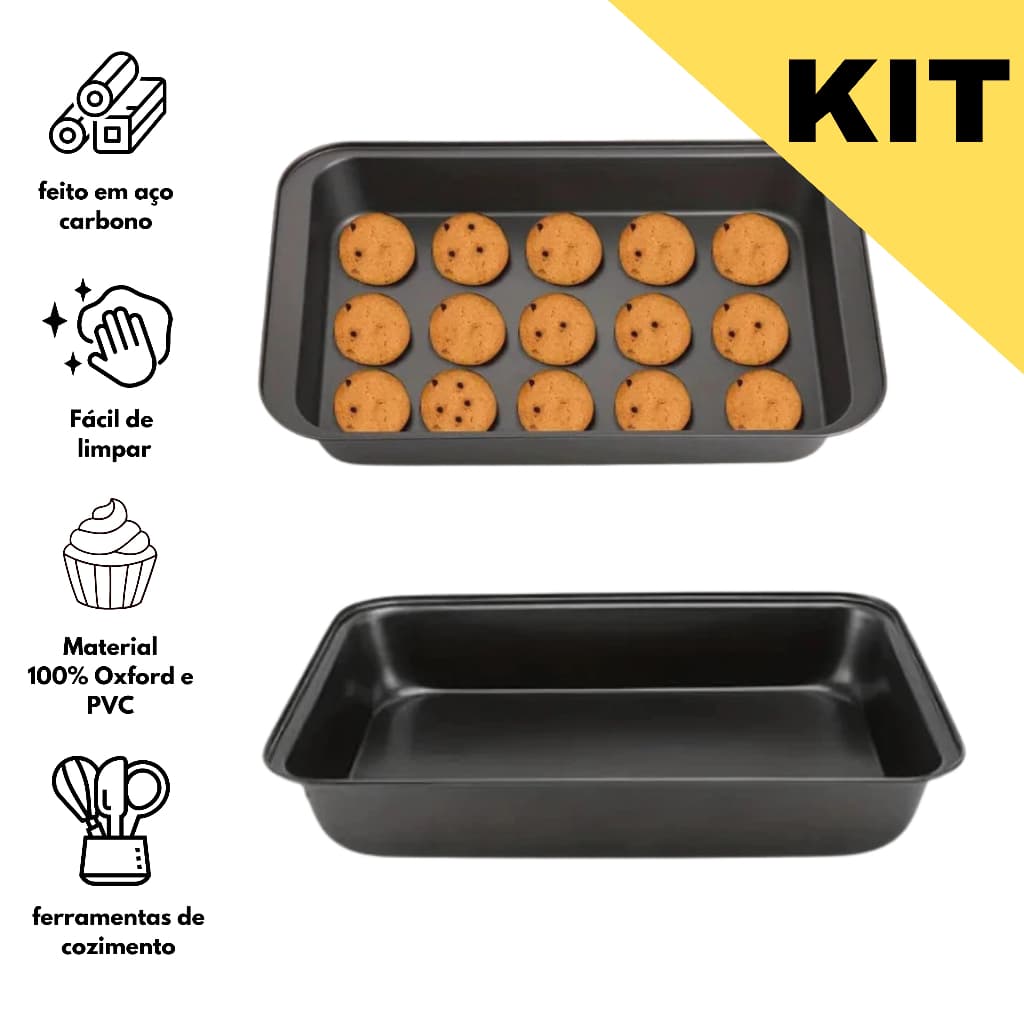 KIT2 Formas Retangular Antiaderente Grande Bolo Lasanheira