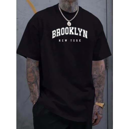 Camiseta Masculina BROOKLYN bco 100% Algodão malha 30.1