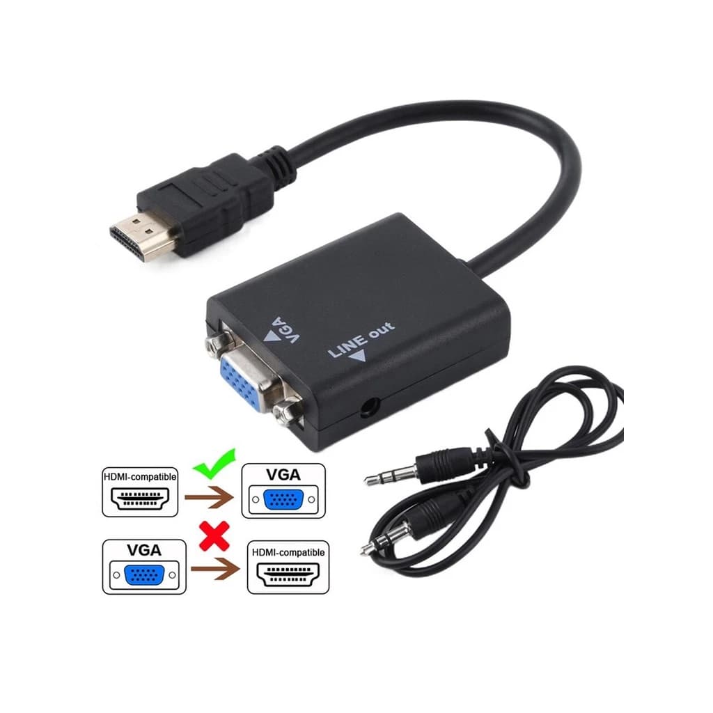 Cabo Conversor Adaptador Hdmi Para Vga Com Saída P2 Áudio KAPBOM original