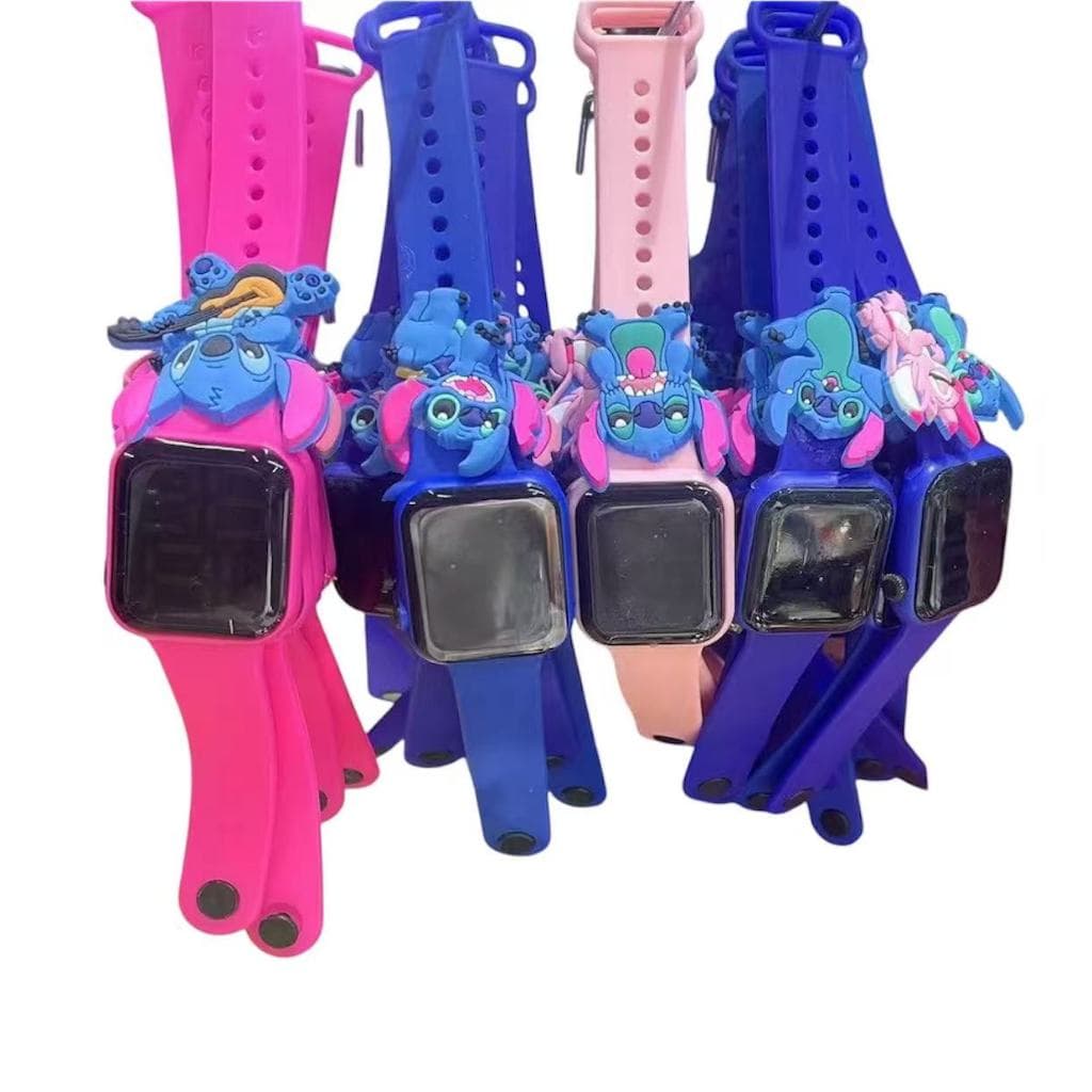 Relógio digital Infantil Stitch Resistente à Água - Azul