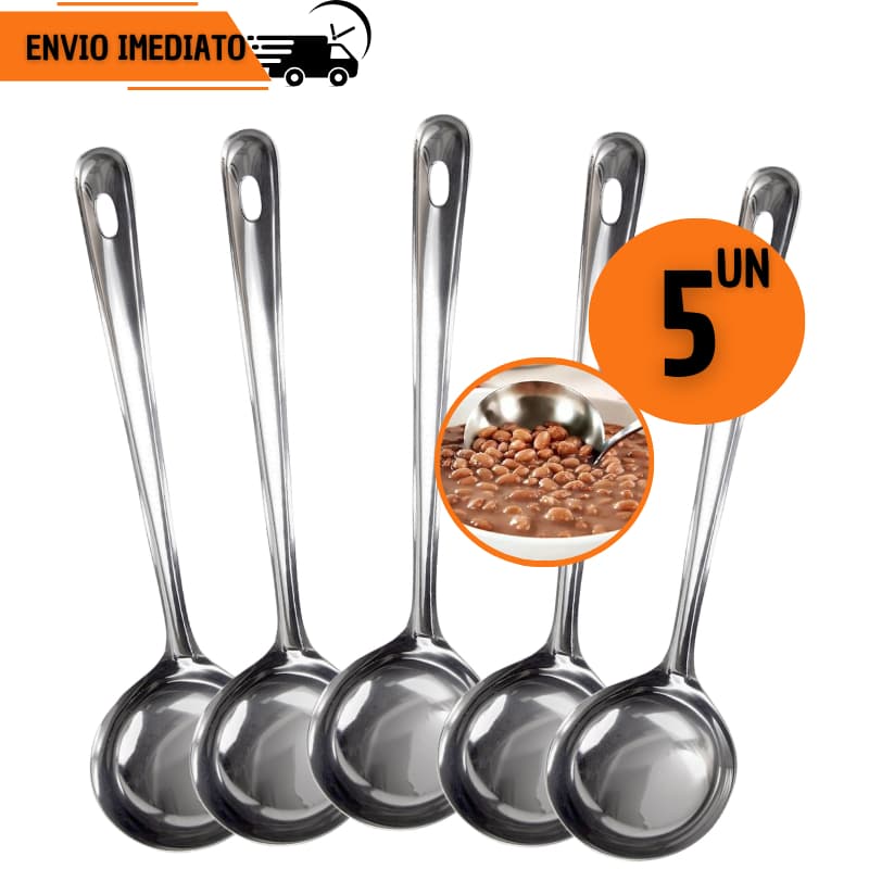 KIT Conchas Inox 5/3/1 Pçs Para Feijão Sopa Caldos Restaurante Cozinha Buffet Refeição