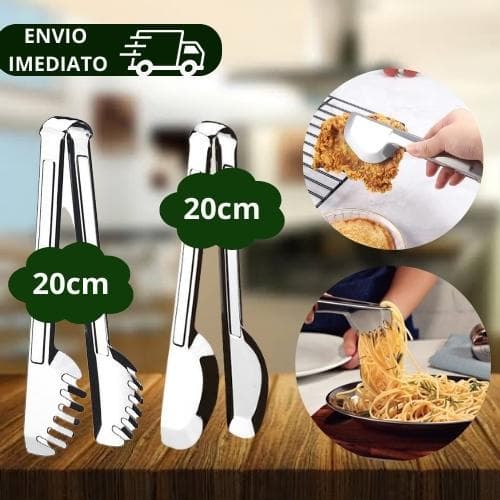 Kit 1 Pegador de Massas + 1 Pegador Universal de Inox Ambos 20cm Resistente e Prático