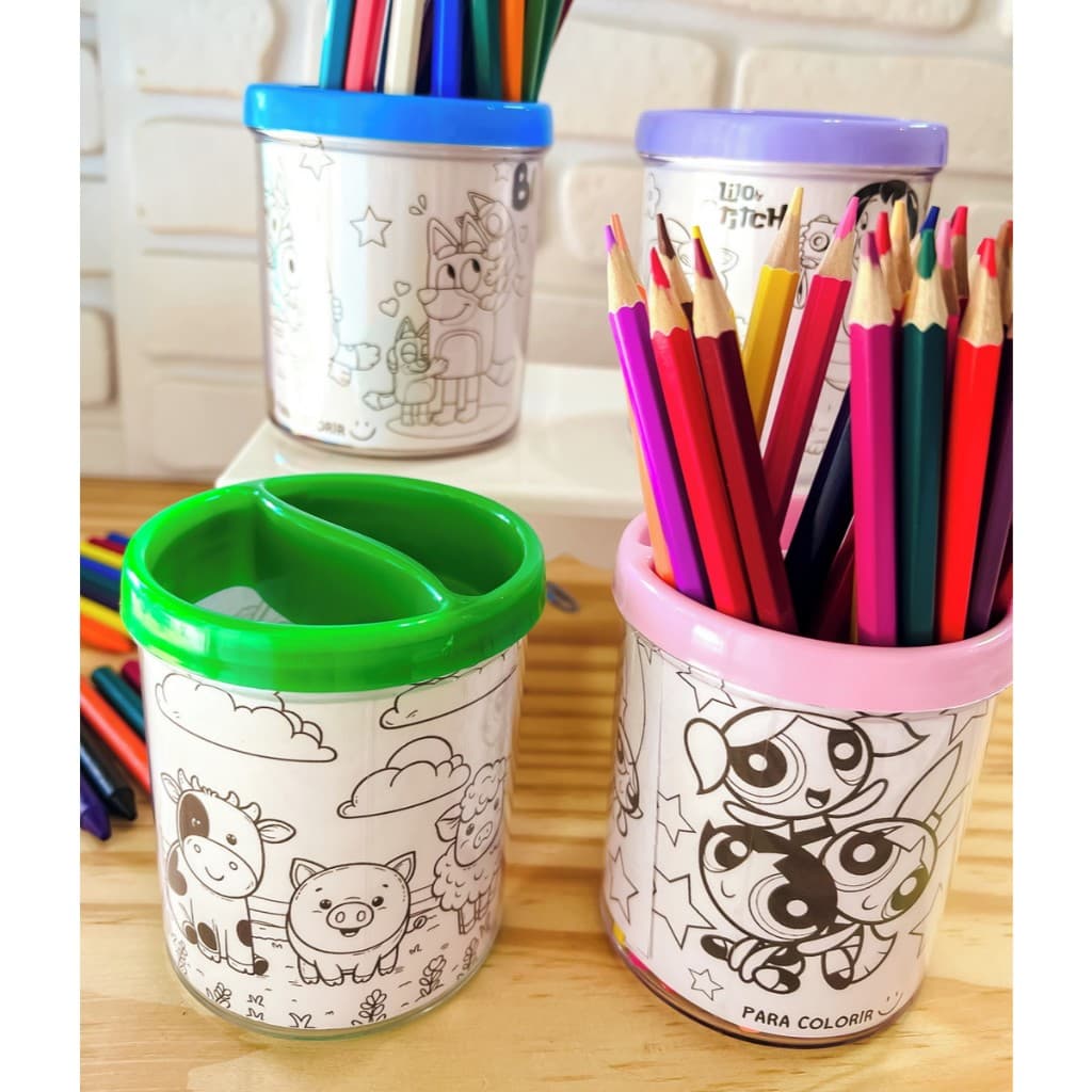 Porta-lápis de Acrílico para Colorir