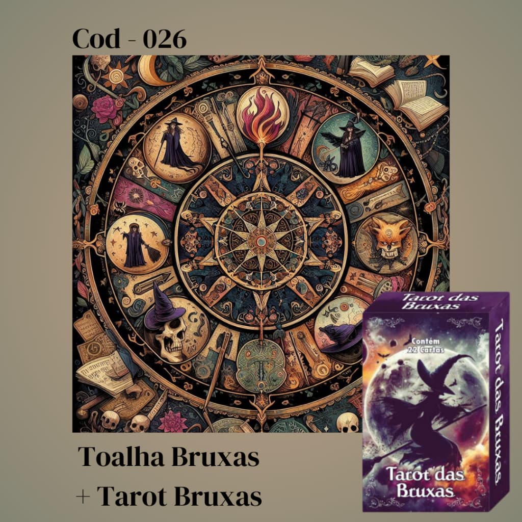 Kit Toalha Bruxas + Tarot Bruxas 22 Cartas