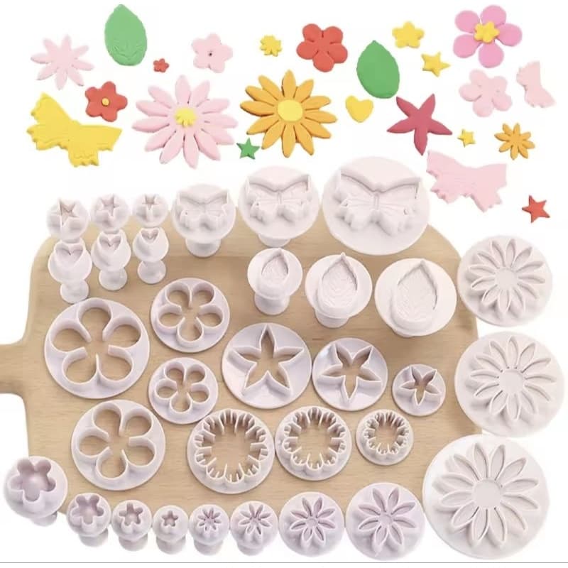 Kit 33 Peças Molde Para Bolo Acessórios Confeitaria Flor Decoração De Massas Pasta Cookie Biscoito