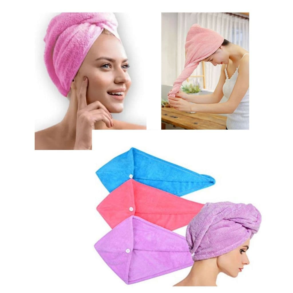 🌟 Toalha de Banho Mágica Para Cabelo com Botão e Elástico – Conforto e Praticidade com Entrega Imediata! 🌟