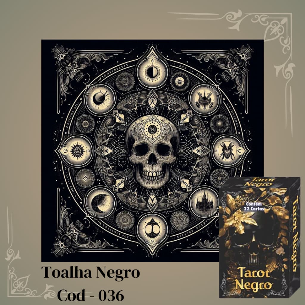 Kit Toalha Negro + Tarot Negro 22 Cartas