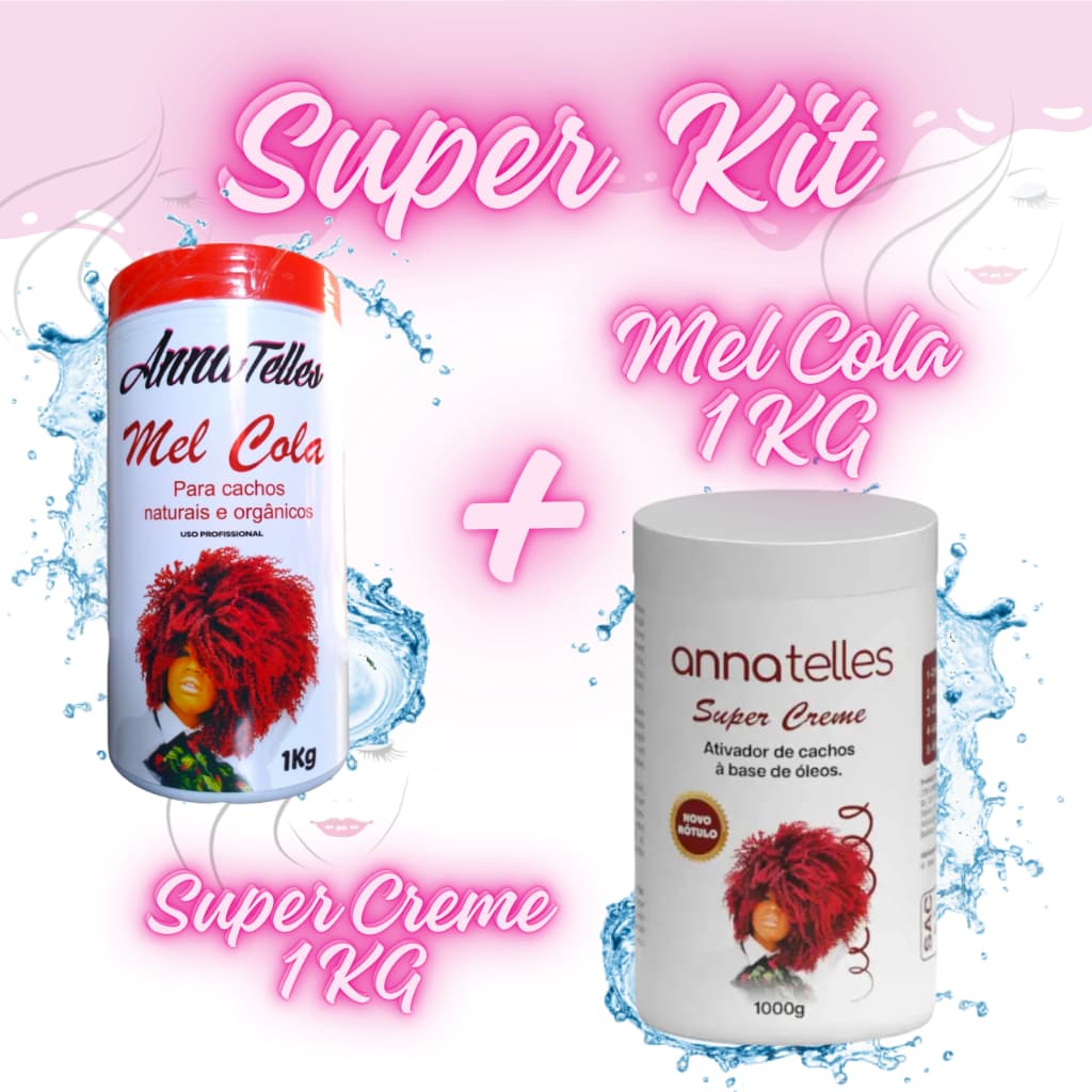 Kit Cachos Mágicos Anna Telles Mel Cola 1KG e Super Creme 1KG Pronta Entrega