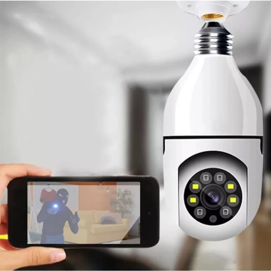 Mini IP Câmera Wifi 360º – Monitoramento Inteligente sem fio visão noturna acesso remoto aplicativo