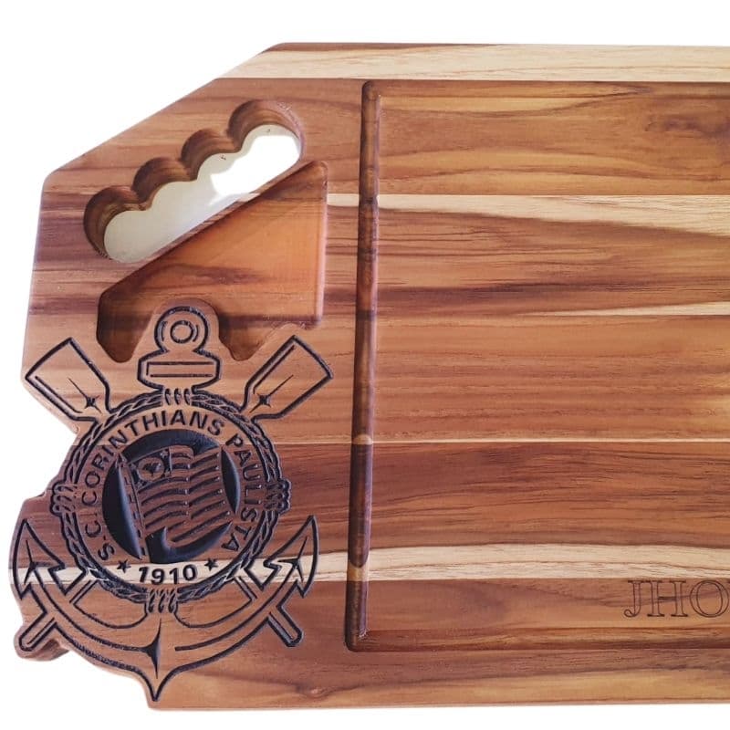 Tabua de corte churrasco personalizada logo timão