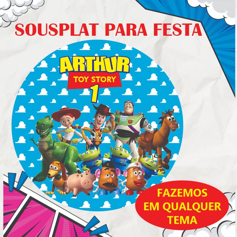 SOUSPLAT DE PAPEL PERSONALIZADO PARA FESTA 20CM - FAZEMOS EM QUALQUER TEMA