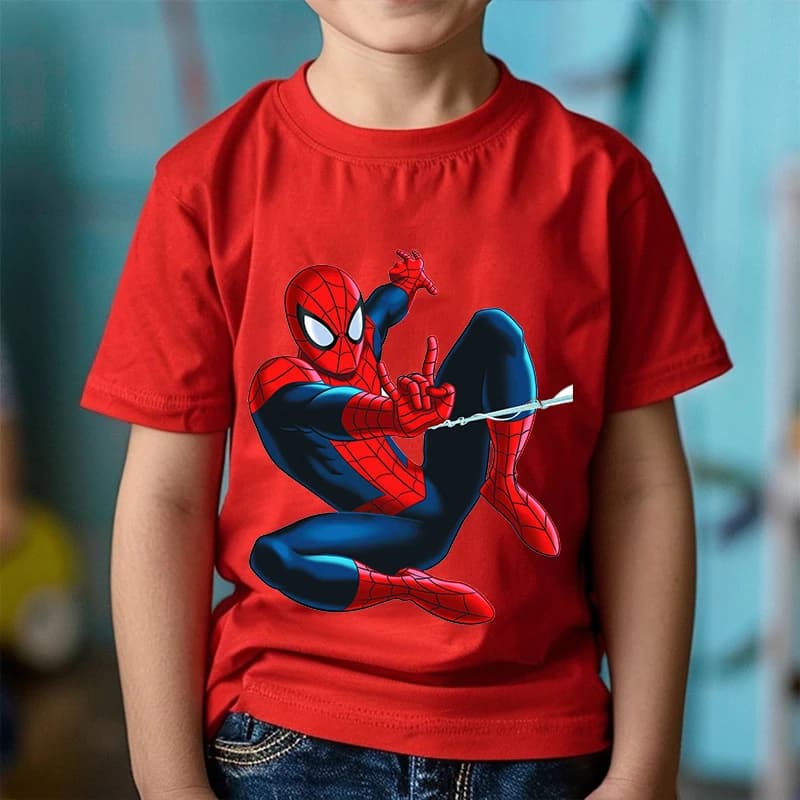 Camiseta Infantil 100% Algodão Personalizada Homem Aranha Manga Curta Meninos