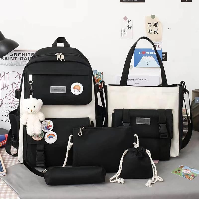 Kit de Bolsas Mochila Feminina Escolar Universitária De Viagem Moda Casual Unissex 9016