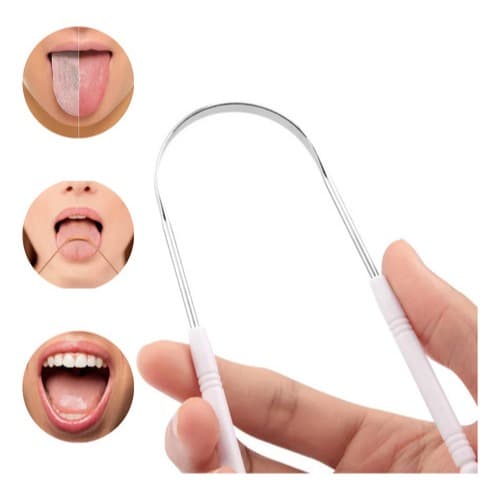 Raspador De Língua Em Aço Inox Com Cabo De Plástico Kit  3 unidades