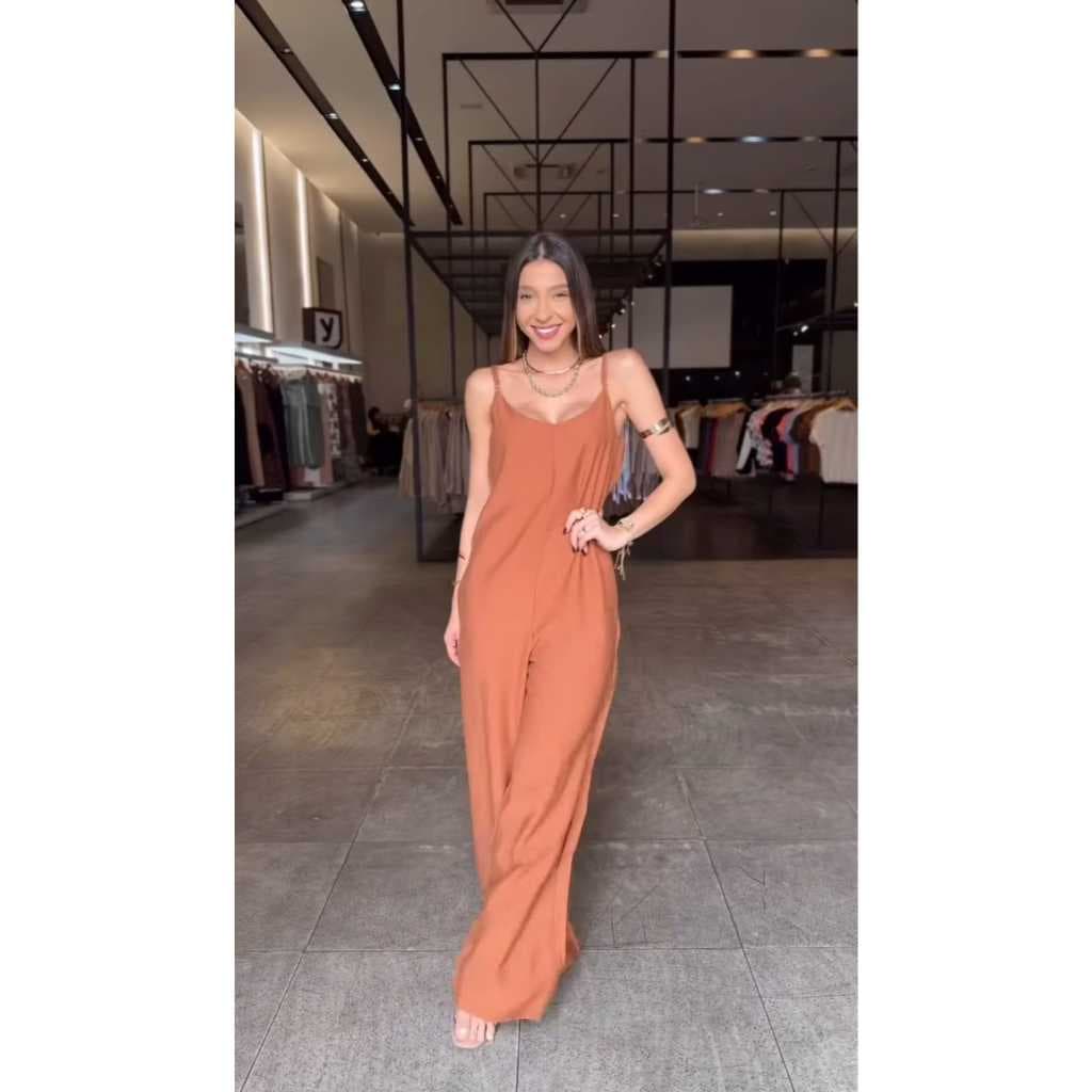 Macacão Pantalona Com Alças