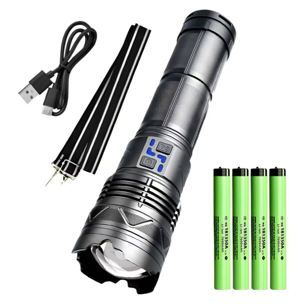 Lanterna Tatica Profissional Led W600 Super Potente Recarregavel Com Funçao Powerbank + Alça