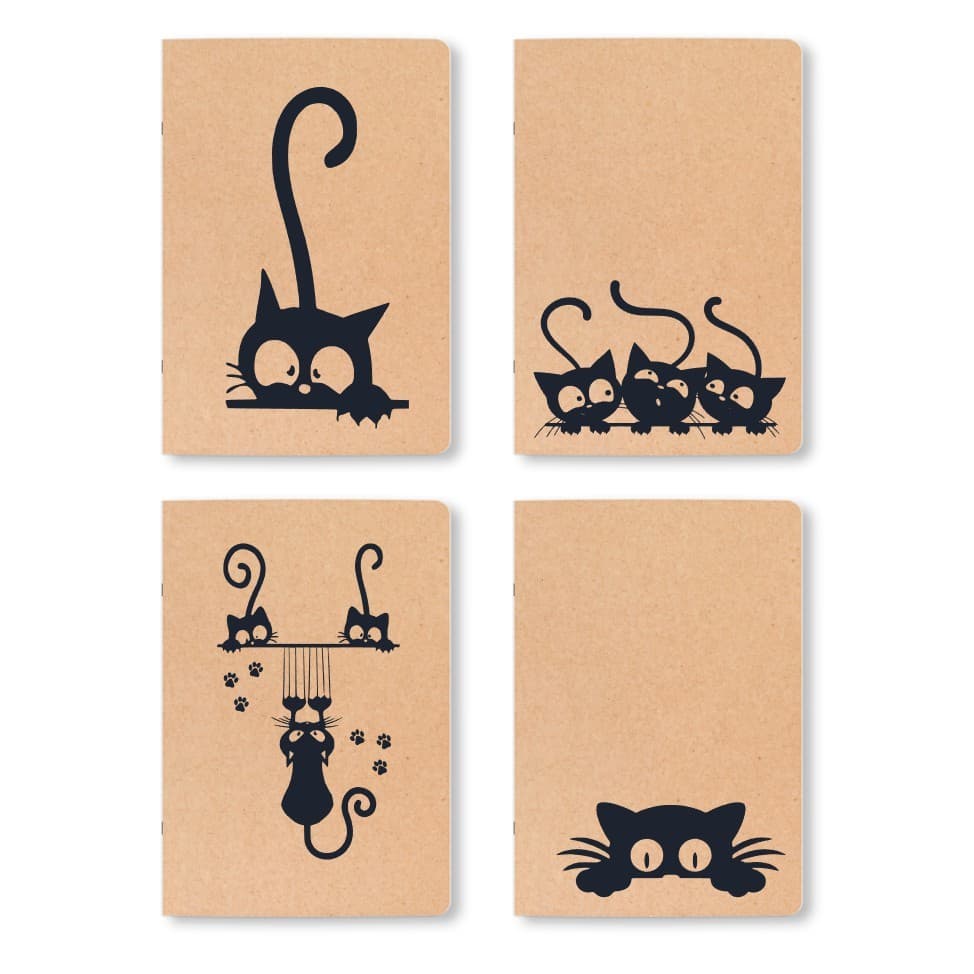 04 Cadernos capa Kraft - caderneta A5 ou A6 - 80 pág - folhas grampeadas brancas sem pauta - 90g - estilo Midori -K13