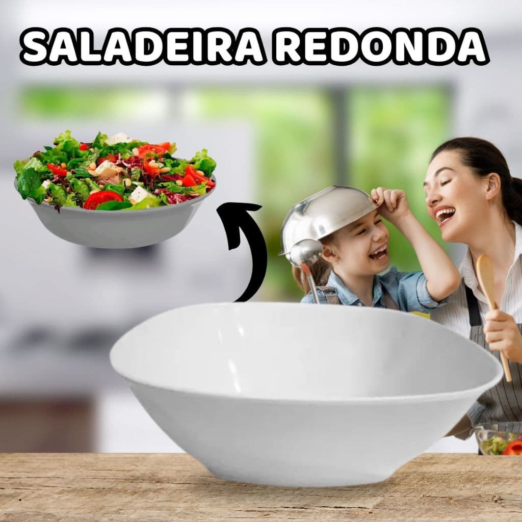 Saladeira Redonda Melamina 15cm Grande Branca Resistente Vasilha Cozinha Pote Mesa Atacado Tigela