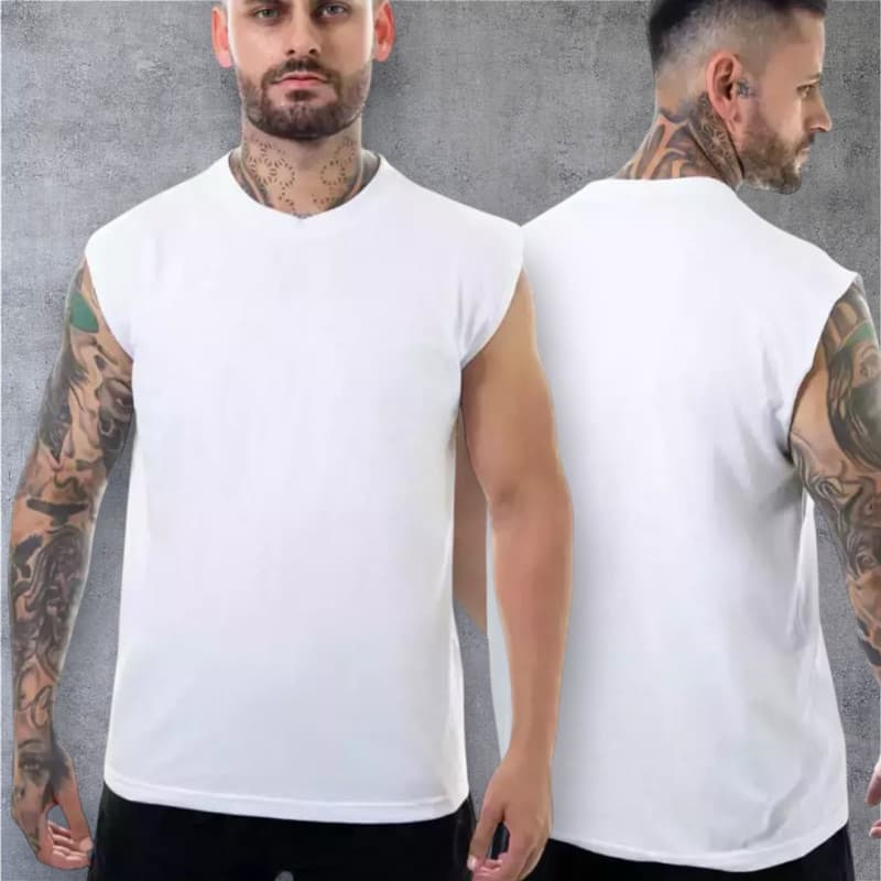 Regata Masculina Algodão Machão Treino Academia Blusa Cavada Fresca