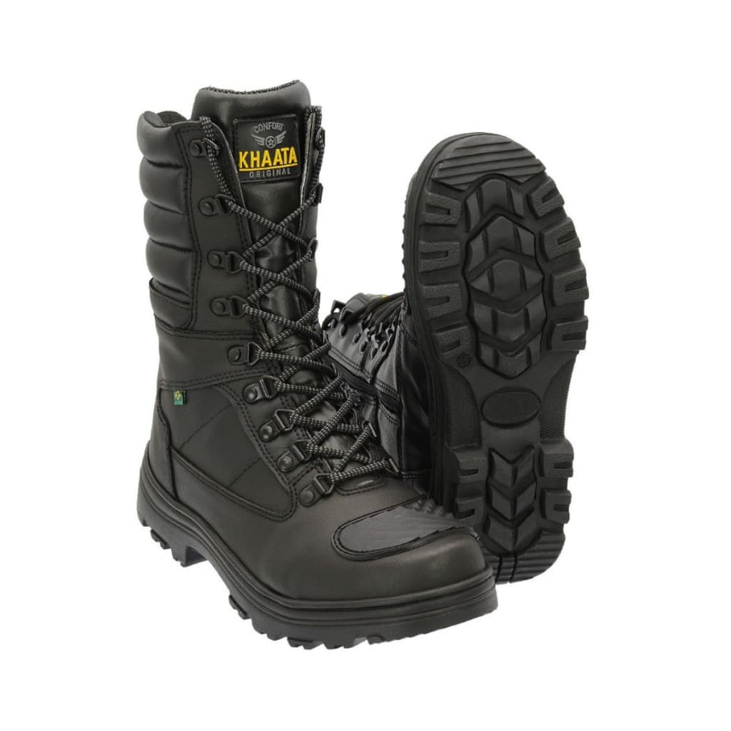 Bota Coturno Masculino Tática Militar Com Ziper Bota Motociclista Reforçado Em Couro