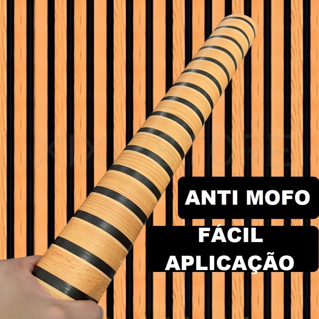 Papel De Parede Adesivo Madeira Ripado Luxo Ambiente Sala Quarto Escritório Material Anti-Mofo