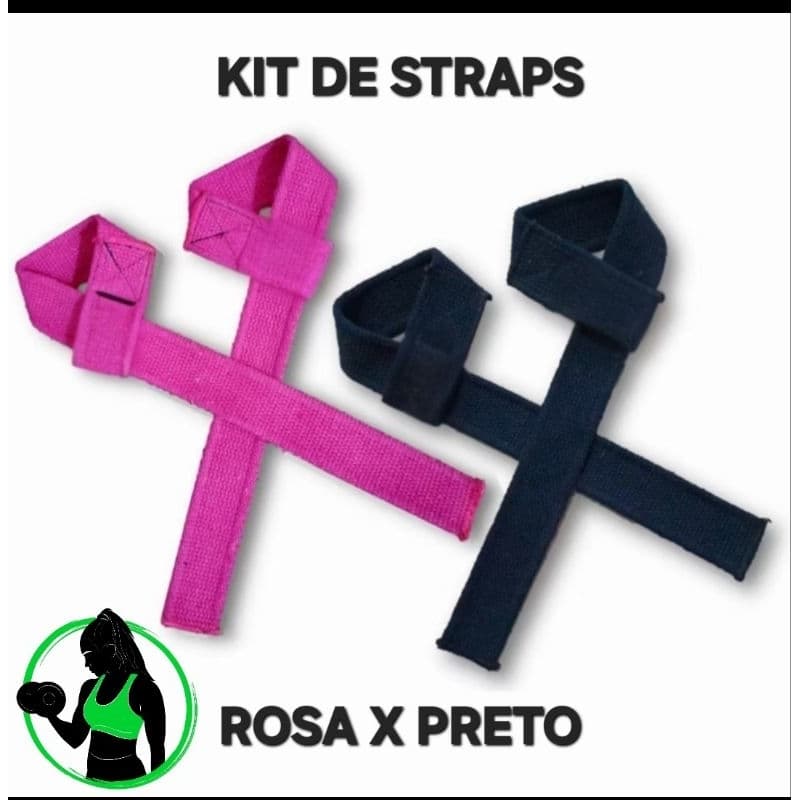 KIT STRAPS 100% ALGODÃO PREMIUM  COM 2 PARES ( ROSA & PRETO ) PARA ELE & ELA.