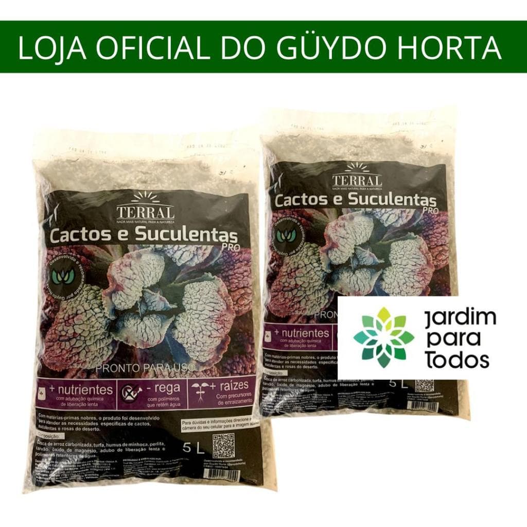 Kit 2 un Substrato Terral Para Cactos e Suculentas PRO 5l Guydo Horta