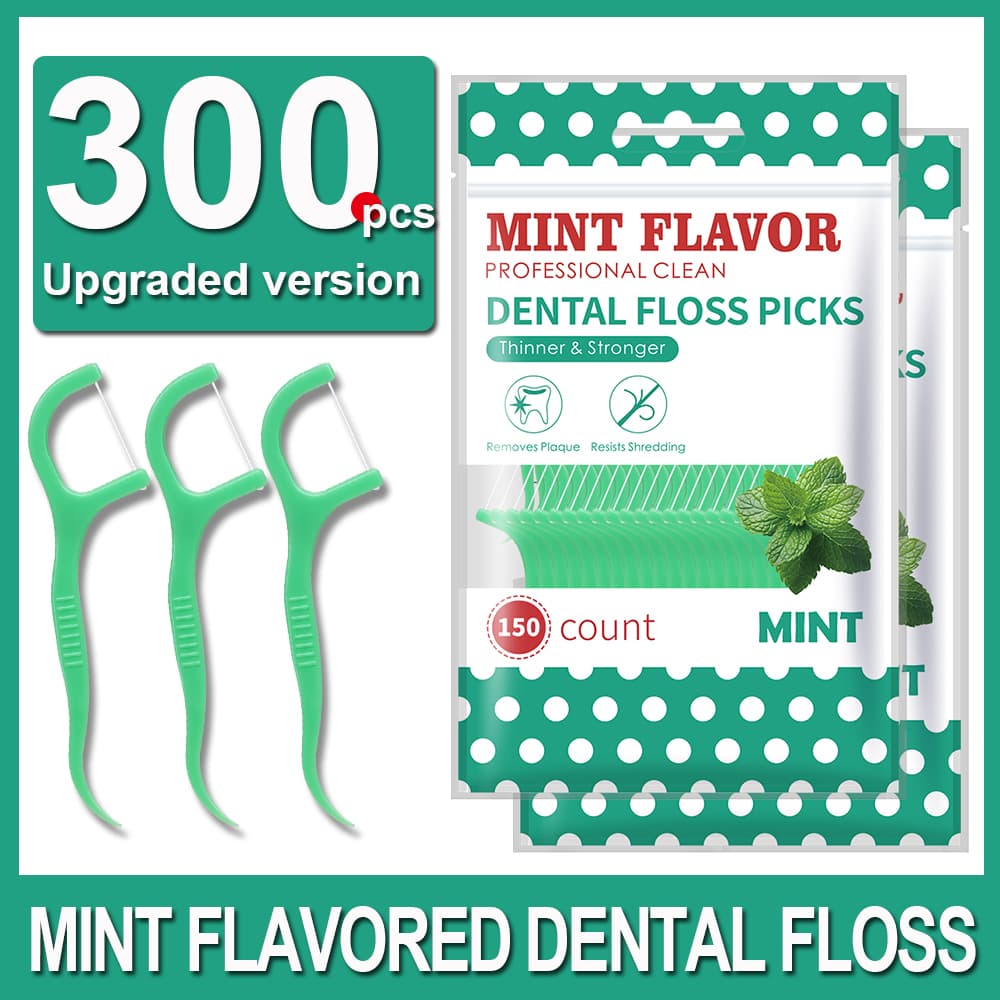 300 pçs hortelã adulto varas de fio dental-ultra-fino flosser casa conjunto-portátil palito fio dental caixa