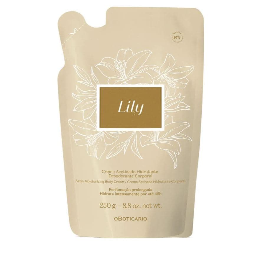 Lily Creme Acetinado Hidratante Desodorante Corporal 250g -Pote ou Refil - oBoticário