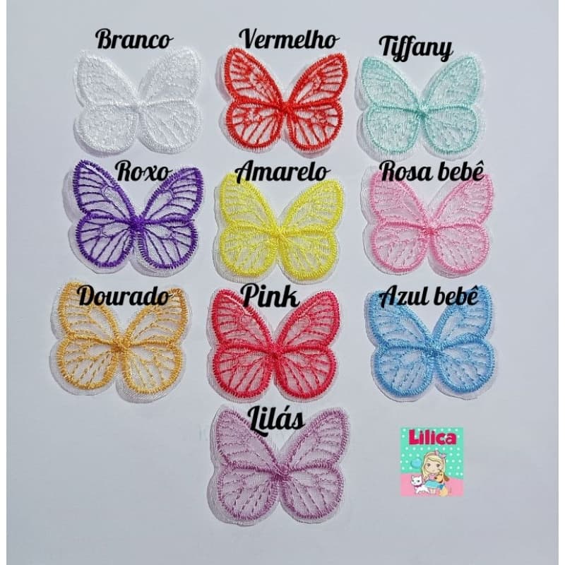 Aplique Borboleta Organza Bordada ( Até 50 unidades).