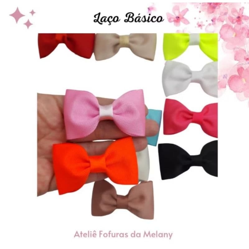 10 Laços Cabelo  6 cm Meninas Coloridos no bico de pato