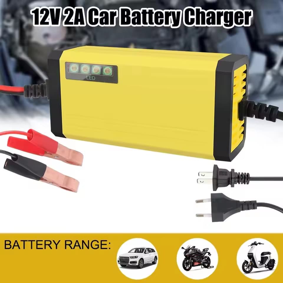 Carregador de Bateria Automotivo  Inteligente – Bivolt – 12V -–  Prático e funcional